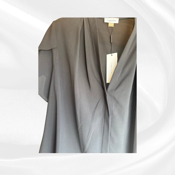 Calvin Klein Black Flutter Sleeve Blouse XL - New With Tags ✨ - Picture 6 of 15